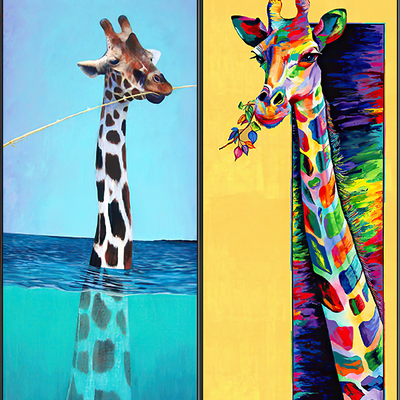 Cartoon giraffe decorative painting