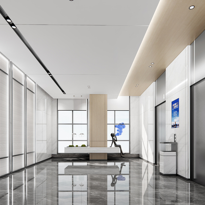 Modern office elevator hall