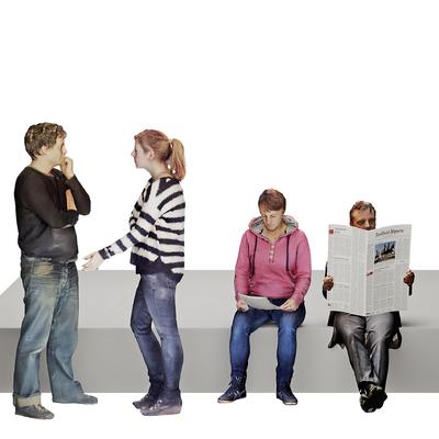 Modern Sitting Posture to read Newspaper Characters