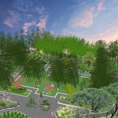 New Chinese Bamboo Park Landscape