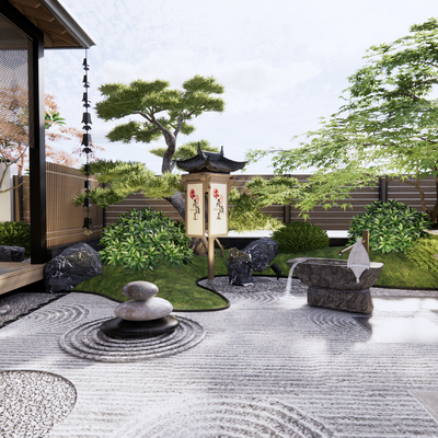 Japanese Zen Courtyard View