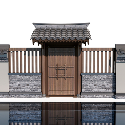 Chinese-style village entrance door