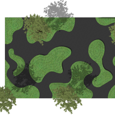 Modern micro-terrain green island landscape