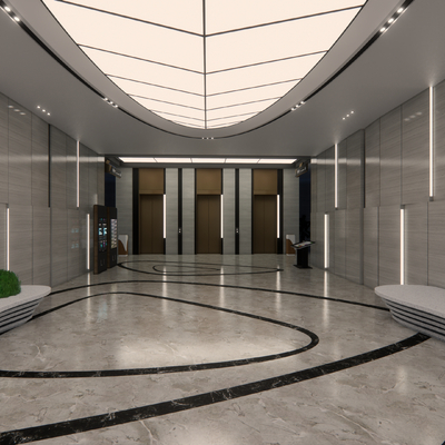 Modern Hotel Lobby Elevator Room