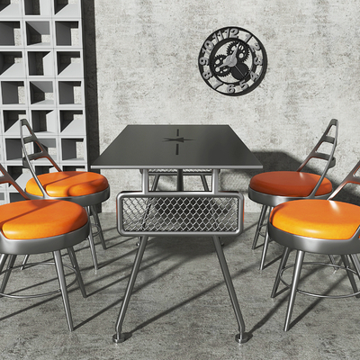 Industrial-style wrought iron leisure tables and chairs