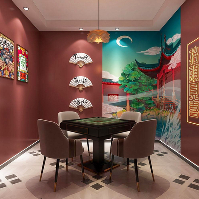 Neo-Chinese Style Guochao Wind Mahjong Room