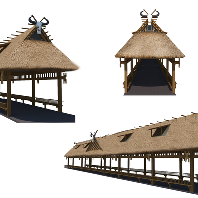 Southeast Asian style thatched promenade