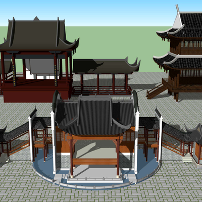 Chinese-style ancient theater platform