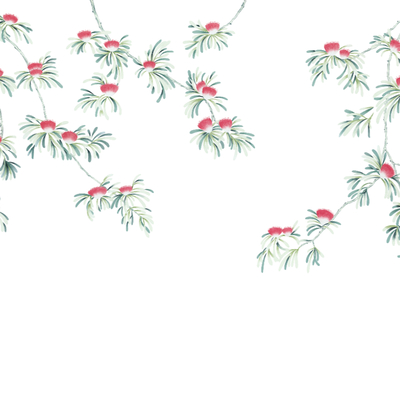 Hand painted flower and bird wallpaper