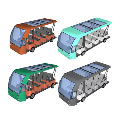 Modern sightseeing bus, car ferry