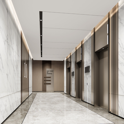 Modern office elevator corridor