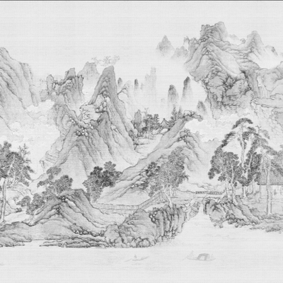 Chinese ink landscape mural