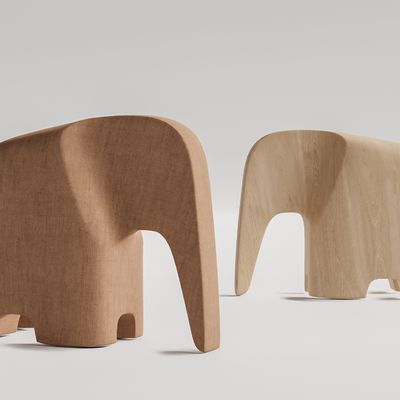 Modern Solid Wood Elephant Children's Stool