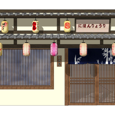 Japanese Style Wine House Door Head Facade