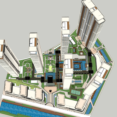 Bird's-eye view of modern residential quarters