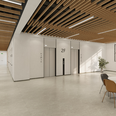 Modern office elevator corridor