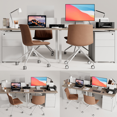 Modern Screen Card Holds Office Tables and Chairs