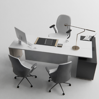 Modern office desks and chairs