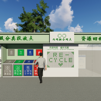 Modern garbage sorting and recycling station