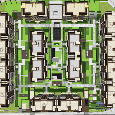 Modern residential bird's-eye view