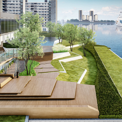 Modern Waterfront Park Viewing Deck