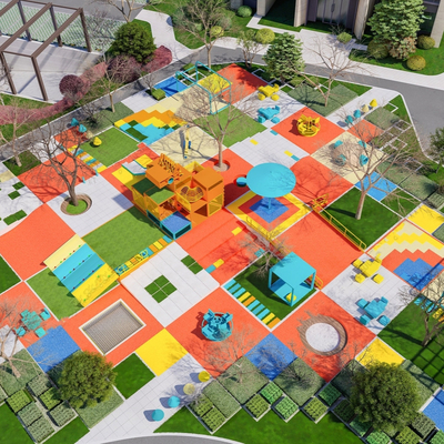 Aerial view of modern children's play area