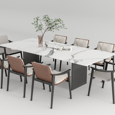 Minotti modern marble dining table and chair