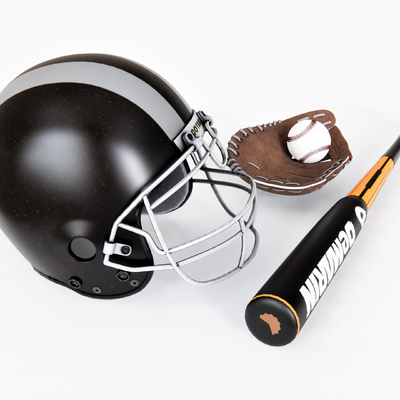 modern baseball helmet baseball bat baseball glove baseball