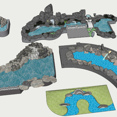 Chinese waterscape rockery sketch