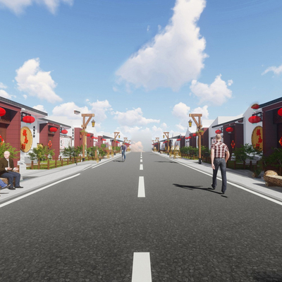 New Chinese-style Rural Residential Highway Village Road Landscape