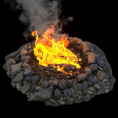 Modern outdoor charcoal bonfire