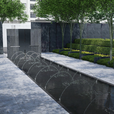 Modern residential area porch fountain water feature