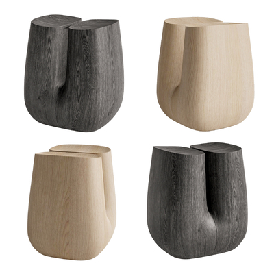 Poliform Ube Modern Wood Low Stool