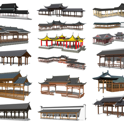 Chinese-style Corridor Corridor, Corridor, Pavilion, Pavilion and Corridor