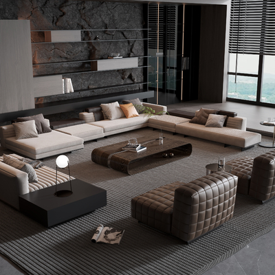 Minotti modern fabric corner sofa