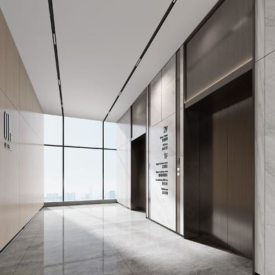 Modern office elevator hall