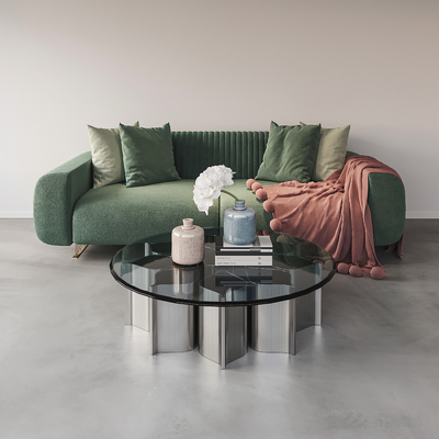 Poliform modern green double sofa