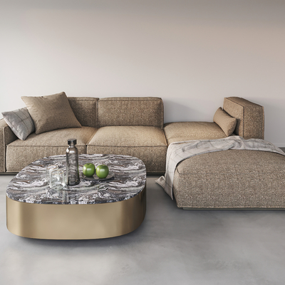 Poliform modern linen corner sofa