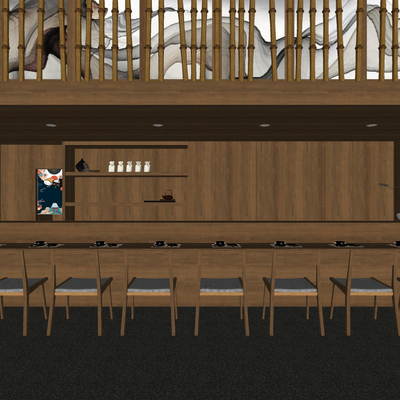 Japanese restaurant bar booth area