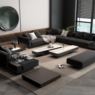 Minotti modern high gray Sectional Sofa