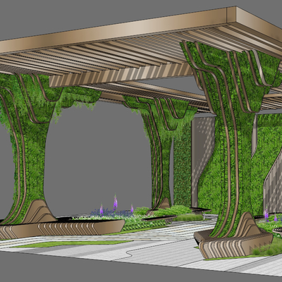 Modern Streamline Green Plant Pavilion