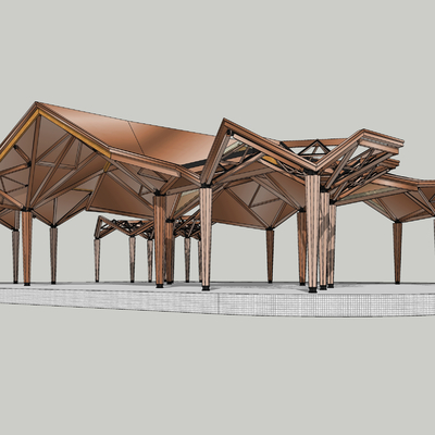 Modern polyline porch pavilion