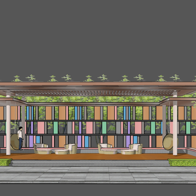 Modern colorful gradient pavilion gallery sketch