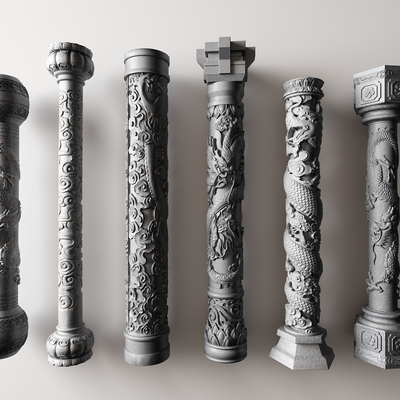 Chinese-style Panlong Pillar Bolt Horse Pillar