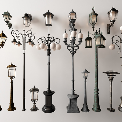 European-style metal street lamp