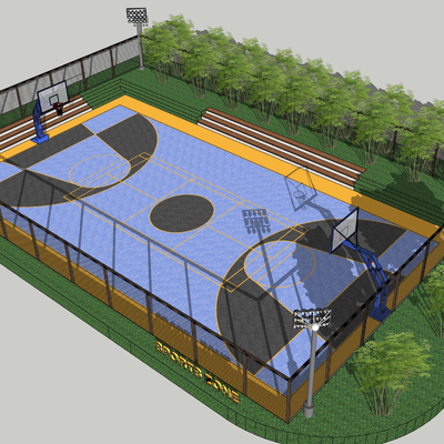 modern basketball court playground