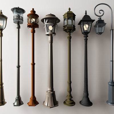 European-style metal street lamp