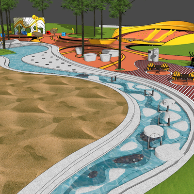 Modern children's water activity area