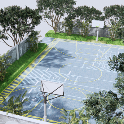 modern basketball court