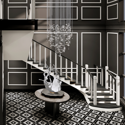 European-style black and white staircase